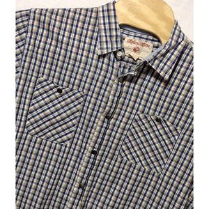 Troy Lee Designs‎ Men's Racer Blue Plaid Long Sleeve Snap Shirt Size XL